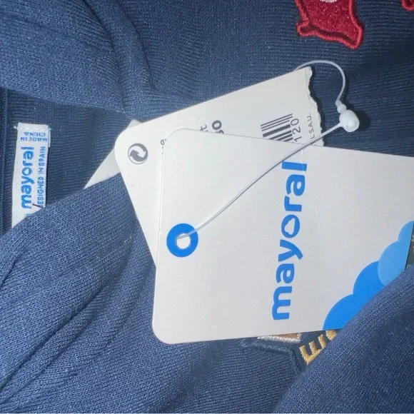 Mayoral Navy Zip Hoodie Colorful Patches Sz 12m moon mountains outdoor NWT - Picture 5 of 5